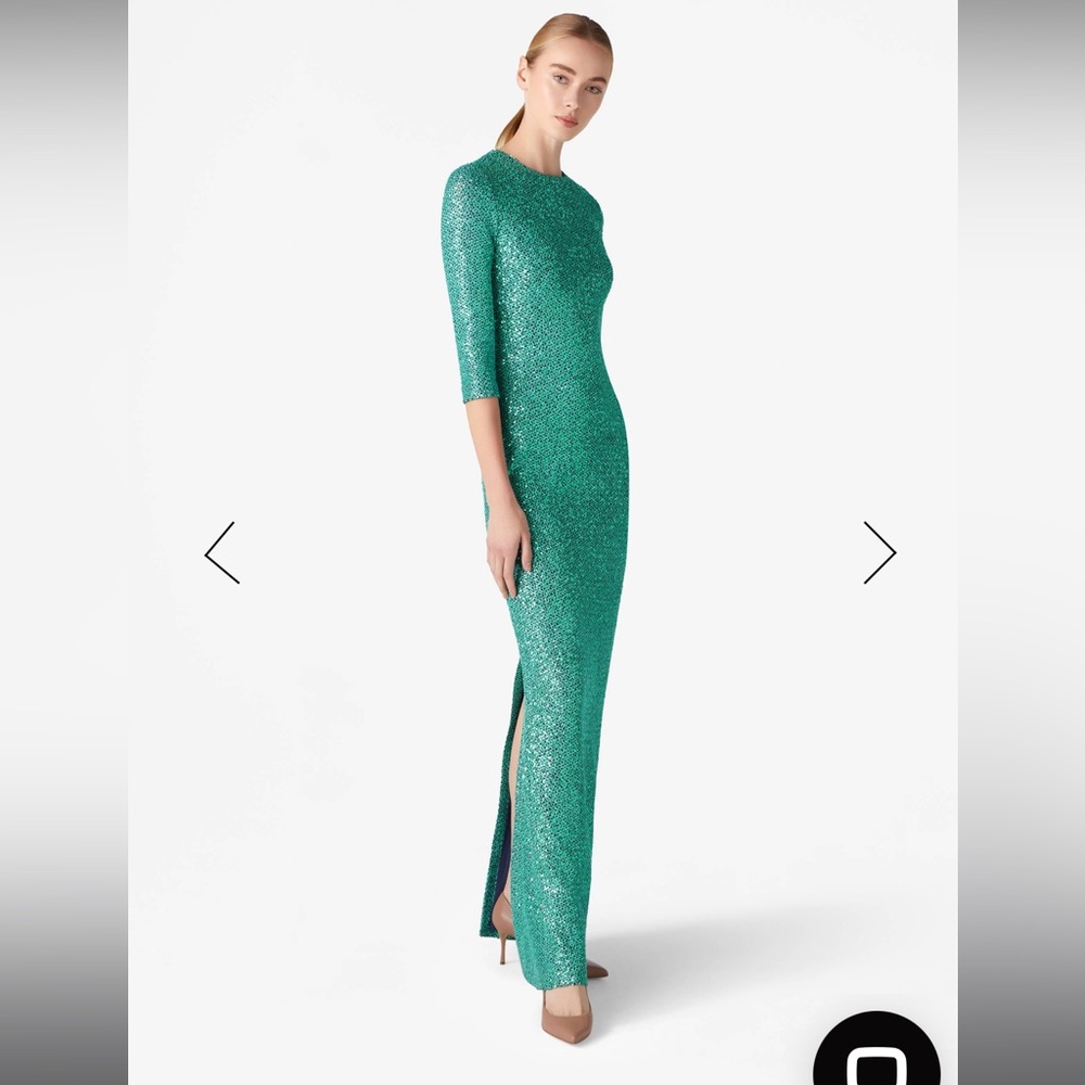 Sequin Knit Long Sleeve Gown